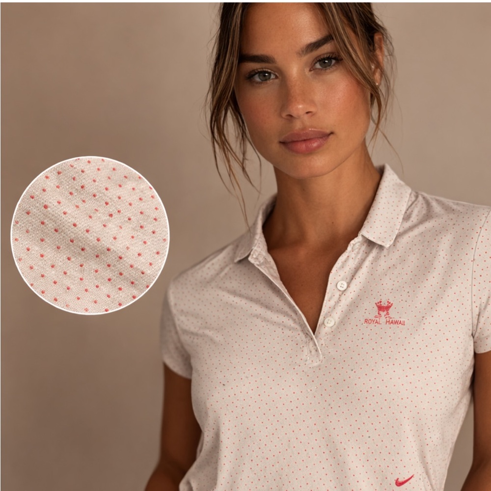 Nike Dri-FIT Golf Polo Pink Micro Dot Performance Shirt Size L